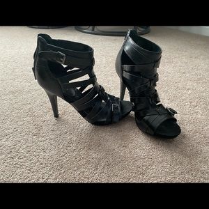 Black strappy heels